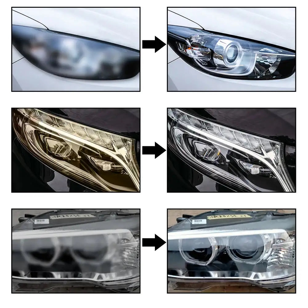 Car Headlight Lens Restoration Kit with EU/US Plug Headlamp Restore Polishing Cleaning Tools 100ml/200ml