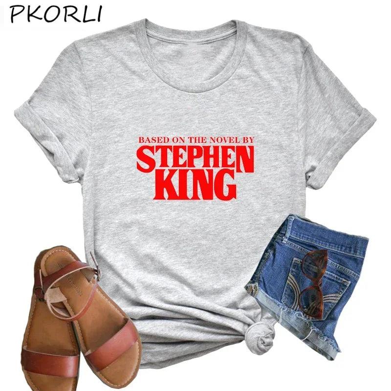 Based on A Novel By Stephen King T Shirt Women Harajuku Retro Clothing Horror T-Shirt Funny Letter Print Cotton Tee - Lizard Vigilante