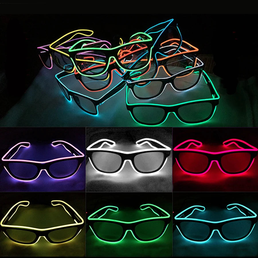 Neon Glow Sunglasses Led Glasses Bright Light Supplies Party Flashing Glasses EL Wire Glowing Gafas Luminous Bril Novelty Gift - Premium Sunglasses from Lizard Vigilante - Just $19.99! Shop now at Lizard Vigilante