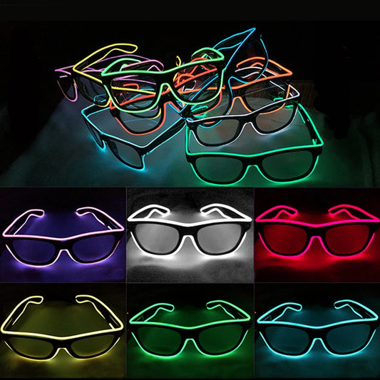 Neon Glow Sunglasses Led Glasses Bright Light Supplies Party Flashing Glasses EL Wire Glowing Gafas Luminous Bril Novelty Gift - Premium Sunglasses from Lizard Vigilante - Just $19.99! Shop now at Lizard Vigilante