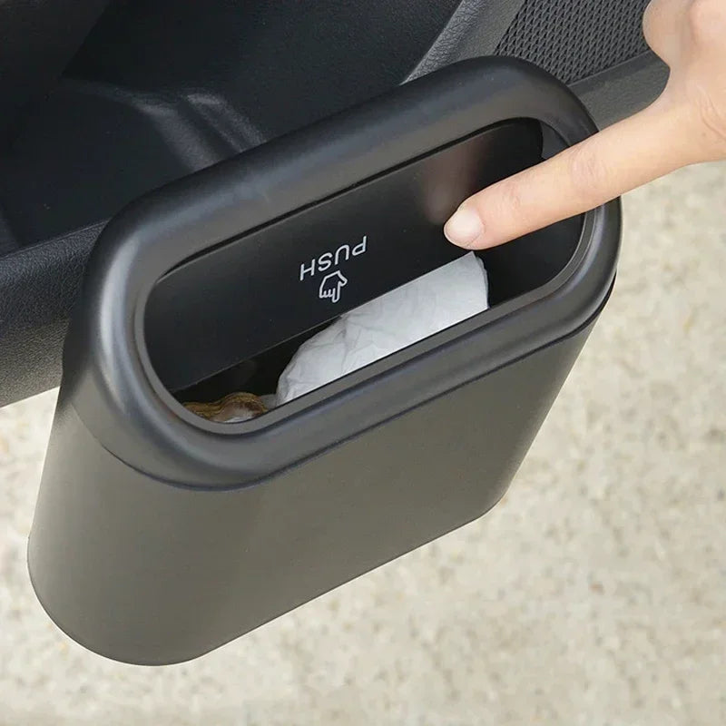 Car Trash Bin Hanging Vehicle Garbage Dust Case Storage Box Plastic Pressing Square Trash Can Type Auto Car Supplies