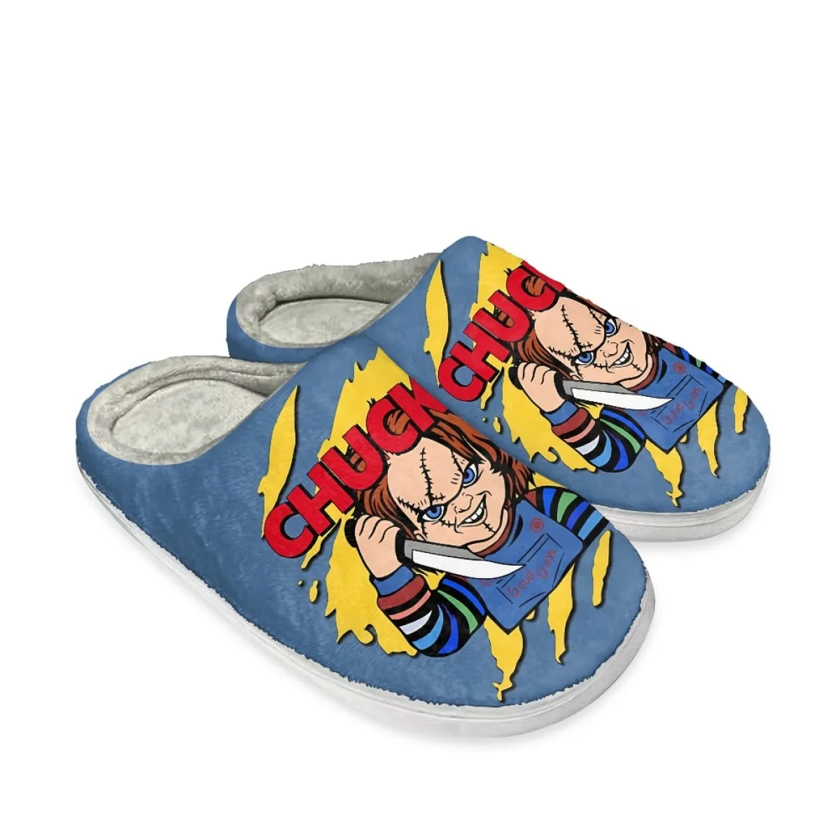 Horror Movie Killer Chucky™ Ladies Round Toe Plush Home Slippers – Cozy, Creepy, and Comfortably Warm - Premium slippers from Lizard Vigilante - Just $32.32! Shop now at Lizard Vigilante