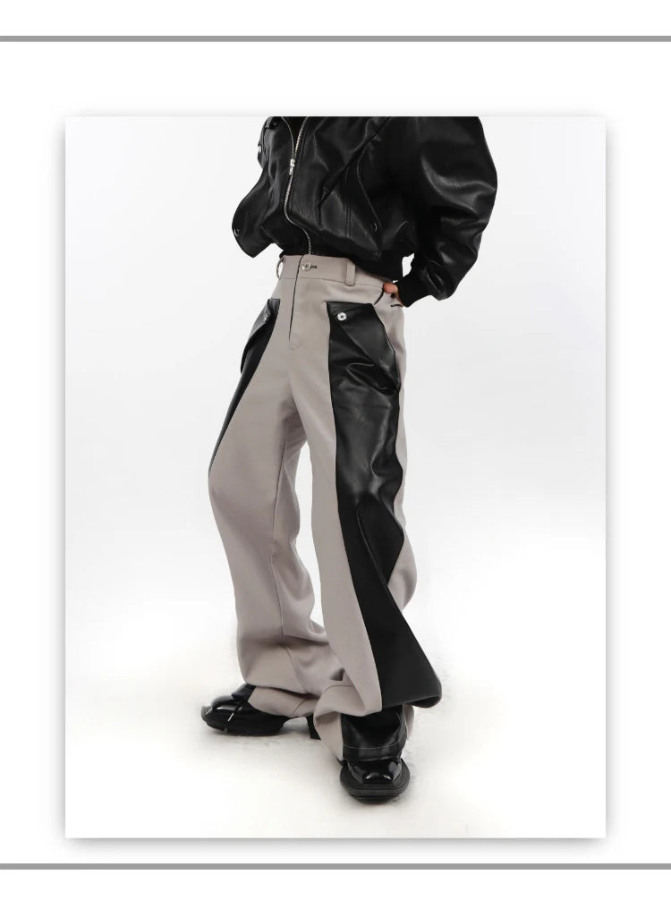 Patchwork Leather Combat Trousers – Mauroicardi Black & Toxic Green High-Waist Men’s Street Pant for Chaos & Club Damage - Premium pants from dsers - Just $159.99! Shop now at Lizard Vigilante