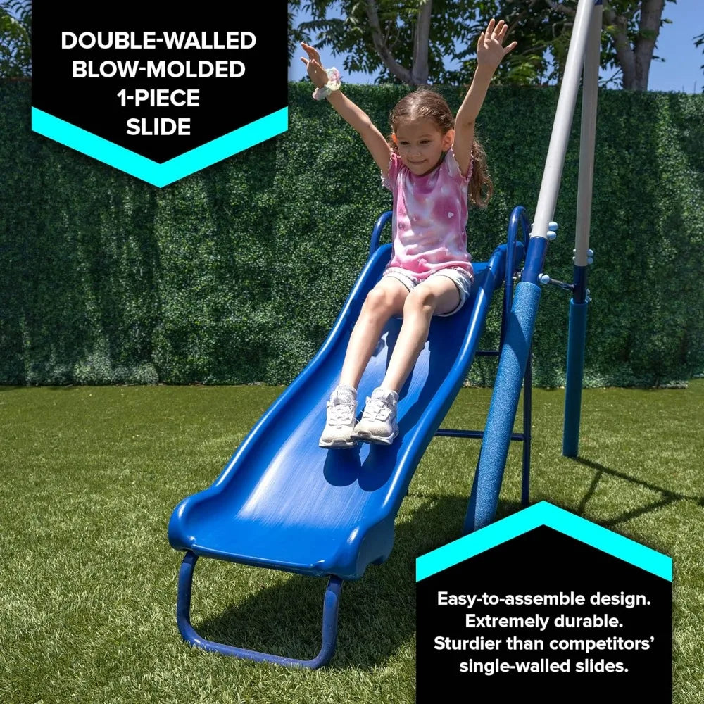 Easy Set Up Heavy Metal Slide Toy Set – Ultimate Kids Swing Set for Outdoor Fun - Premium Swing set from Lizard Vigilante - Just $358.88! Shop now at Lizard Vigilante