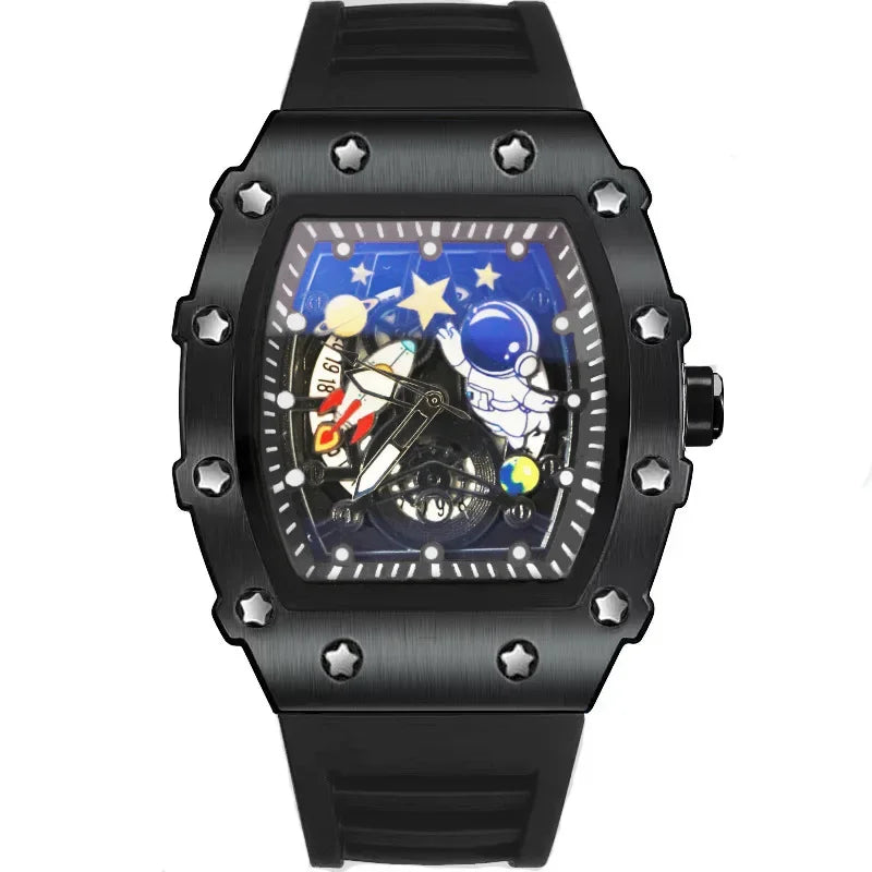 YIKAZE VoidCore Phantom Quartz – Hollow Tonneau Men’s Watch with Luminous Space-Tech Swagger & 3ATM Rebel Resistance - Premium watch from dsers - Just $23.99! Shop now at Lizard Vigilante