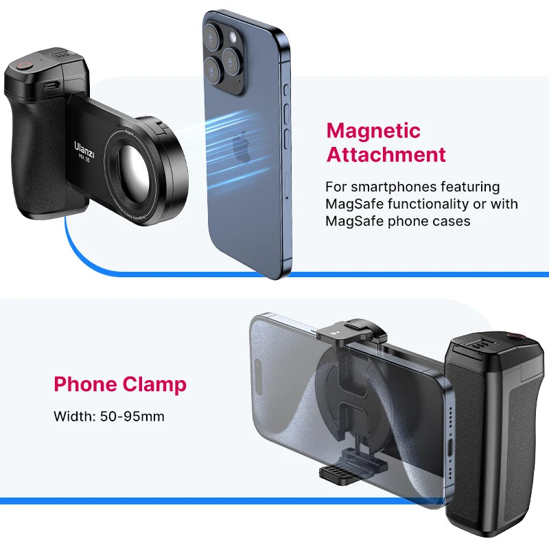 Ulanzi MA35 MagSafe Bluetooth Smartphone Camera Handle Grip – Pro-Level Stabilizer with Vertical & Horizontal Shooting, Selfie Shutter for Mobile Photography - Premium camera grip from Lizard Vigilante - Just $31.99! Shop now at Lizard Vigilante