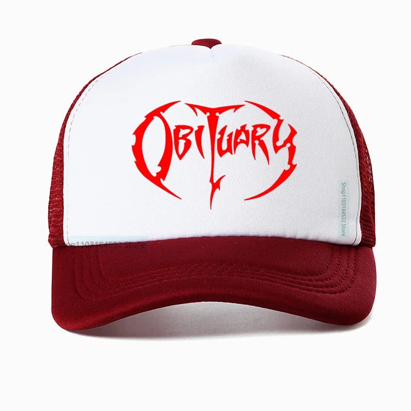 Heavy Metal Rock Music Men's Women's Obituary Baseball Cap - Premium baseball cap from Lizard Vigilante - Just $23.88! Shop now at Lizard Vigilante