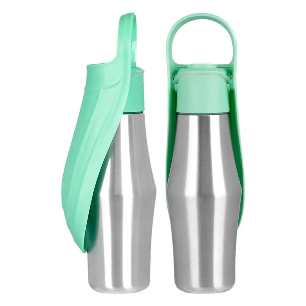 Dog Water Bottle 27oz Stainless Steel Travel Water Dispenser Pet Supplies 2 In 1 Dog Water Bowl With Leaf Shape For Small Medium - Premium water bottle from Lizard Vigilante - Just $29.99! Shop now at Lizard Vigilante