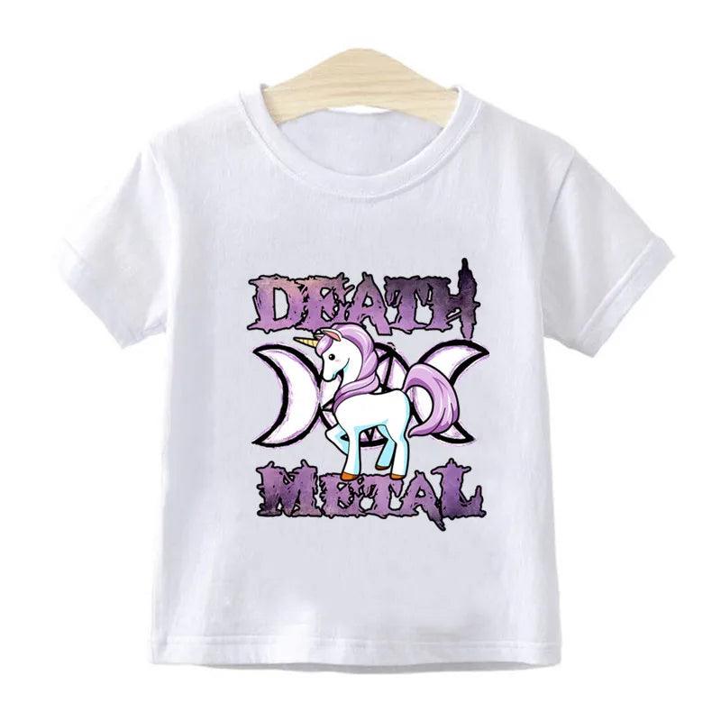 Rainbow Unicorn Death Metal Cartoon Print Kids T shirt Summer Casual Funny Girls Clothes Baby Boys Tops Children T-shirt,HKP2164 - Lizard Vigilante