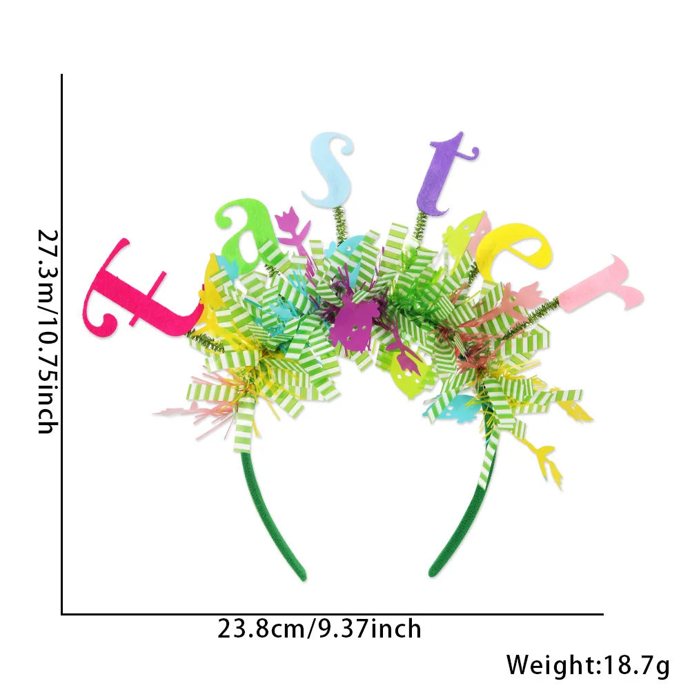 Easter Rabbit Headband with Colorful Egg Strip And Button Holiday Party Accessory Egg Chick Headdress for Easter Celebrations