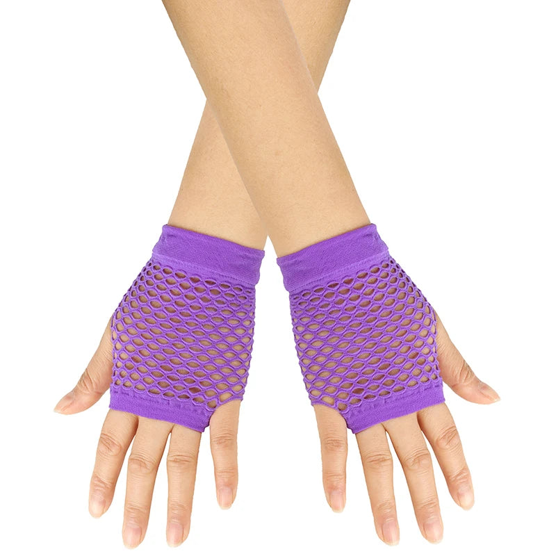 1 Pair Women's Short Fishnet Fingerless Mesh Gloves - Punk Rock Fancy Nightclub Party Arm Warmers Sexy Unisex Gloves - Premium gloves from dsers - Just $14.88! Shop now at Lizard Vigilante