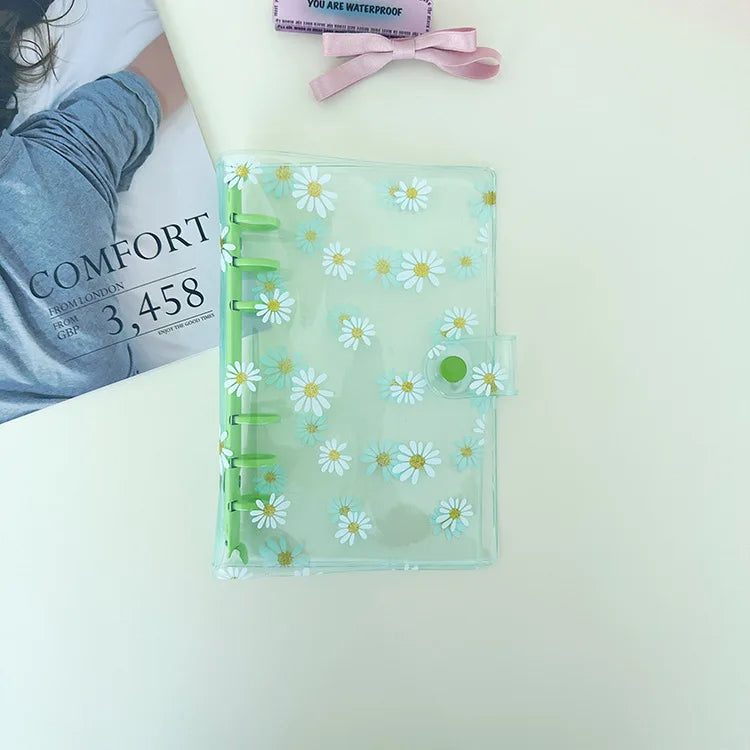 A5 A6 A7 Fresh Green Yellow Pink Daisy Loose Leaf Binder Cover Journal Sketchbook Accessories Diary Office Supplies