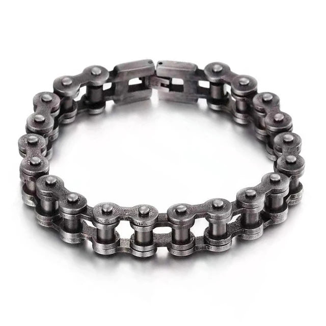Titanium Riot Chain Biker Bracelet — Rainbow & Blue Heavy Punk Edition