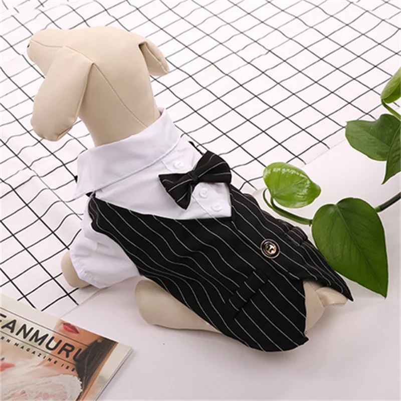 Dog Tuxedo Dog Suit Puppy Pet Tuxedo Wedding Party Costume Dog Prince Bow Tie Shirt Formal Dog Weeding Attire Dogs Cats Clothes - Premium  from Lizard Vigilante - Just $6.99! Shop now at Lizard Vigilante