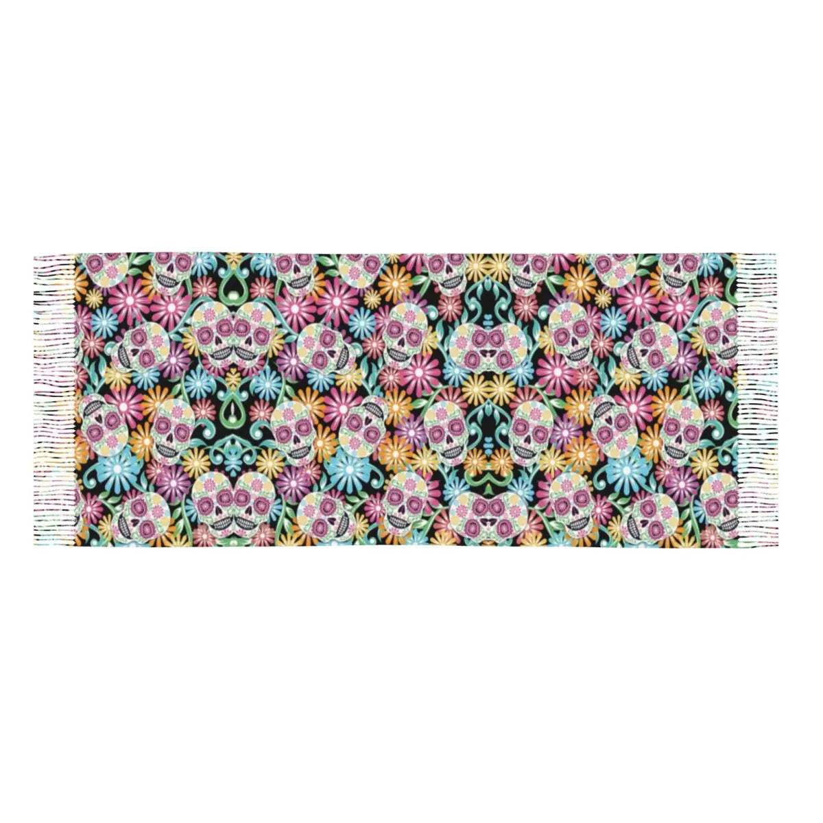 Day of the Dead Sugar Skull Colorful Flower Scarf – Warm Pashmina Shawl, Wrap for Women - Premium scarf from Lizard Vigilante - Just $23.66! Shop now at Lizard Vigilante