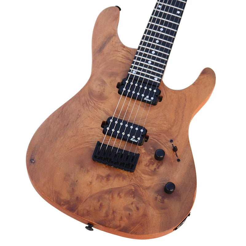 V-Glorify High Grade 7 Strings Electric Guitar Tree Burl Skin Natural Color Solid Okoume Body - Premium guitar from Lizard Vigilante - Just $344.88! Shop now at Lizard Vigilante