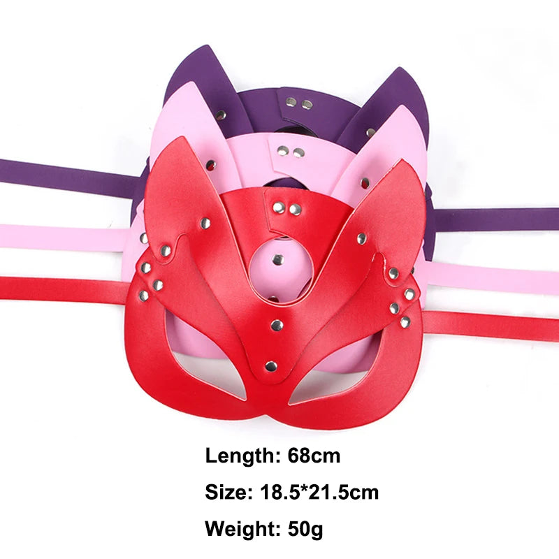 Women’s Sexy Leather Cat Mask with Collar – Half-Face Cosplay & Party Accessory - Premium cat mask from Lizard Vigilante - Just $25.88! Shop now at Lizard Vigilante