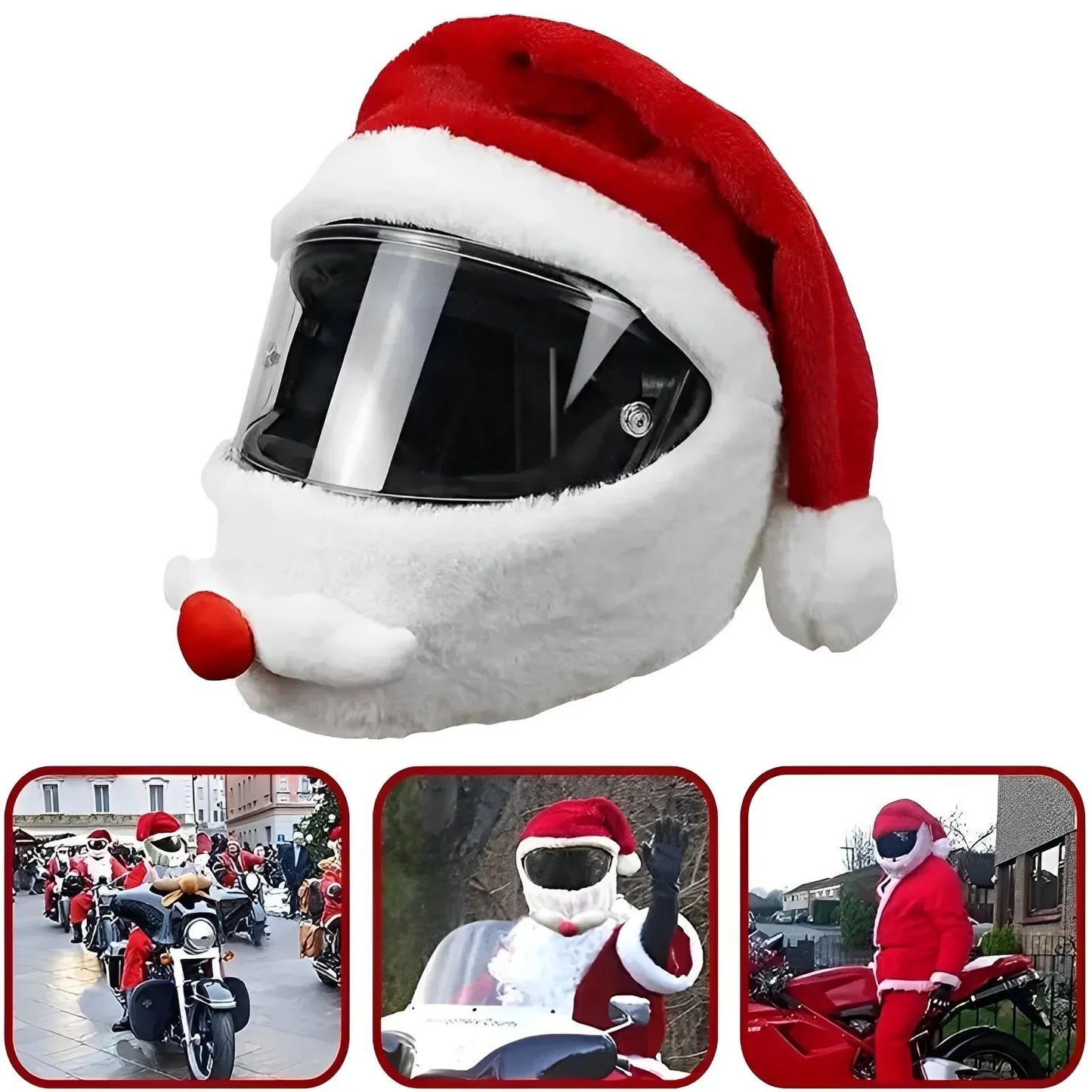 Santa Claus Christmas Motorcycle Helmet Cover | Festive Plush Helmet Decoration - Premium helmet cover from Lizard Vigilante - Just $20.99! Shop now at Lizard Vigilante