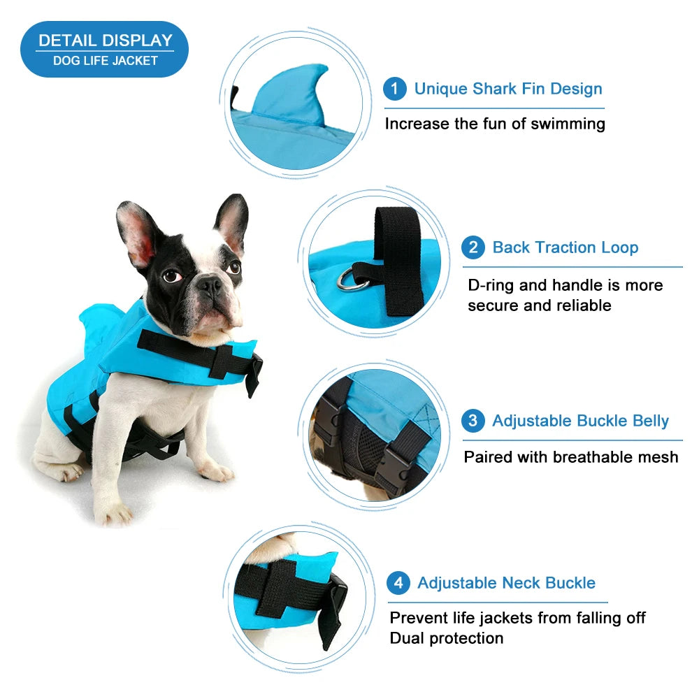 Shark Dog Life Jacket Enhanced Buoyancy Small Dogs Swimming Clothes Safety Vest with Handle - Premium dog supplies from Lizard Vigilante - Just $19.99! Shop now at Lizard Vigilante