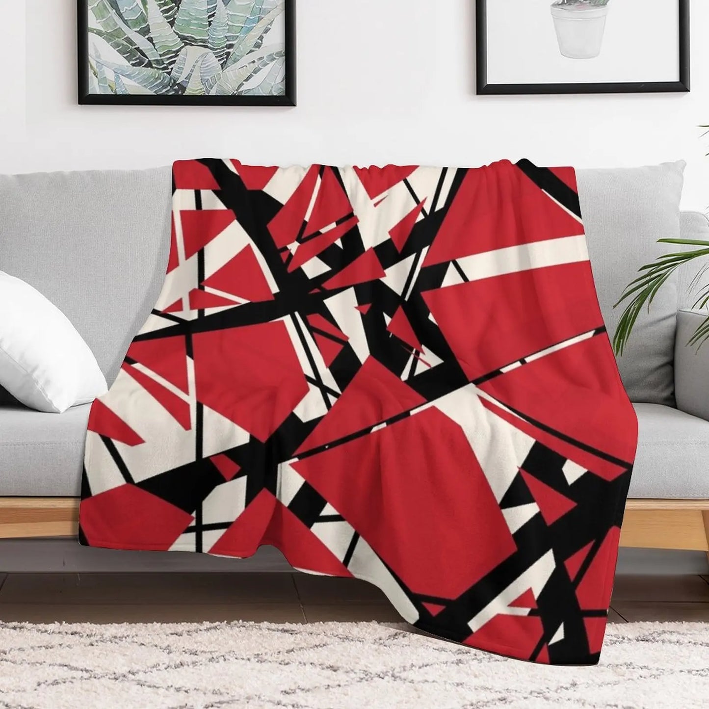 EVH Authentic Black & White Stripes Design (Red) Throw Blanket – Luxurious Plush Sofa Quilt for Year-Round Comfort - Premium blanket from Lizard Vigilante - Just $22.99! Shop now at Lizard Vigilante