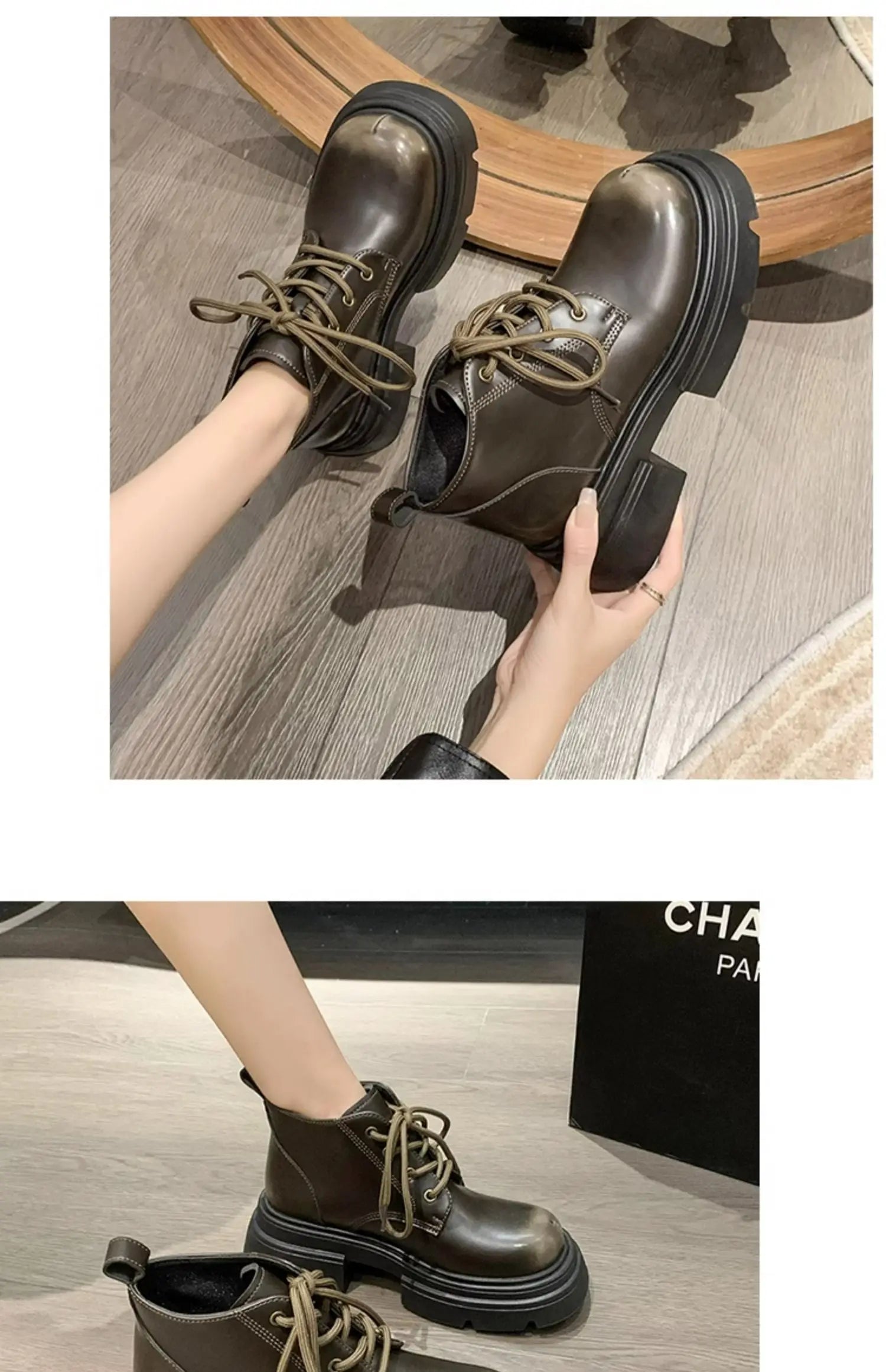 Women’s Lace-Up Ankle Boots – Med Hoof Heel Lolita Rock Round Toe PU Leather Winter Footwear | Solid Rubber Sole, Handmade Classic Street Style - Premium boot from dsers - Just $96.66! Shop now at Lizard Vigilante