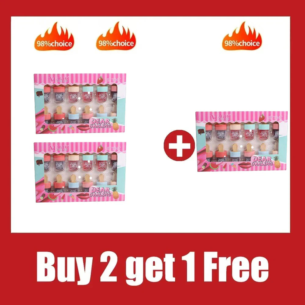 Ice cream liquid lip gloss, ice cream liquid lipstick set, dyed lips, long-lasting color development, moisturizing