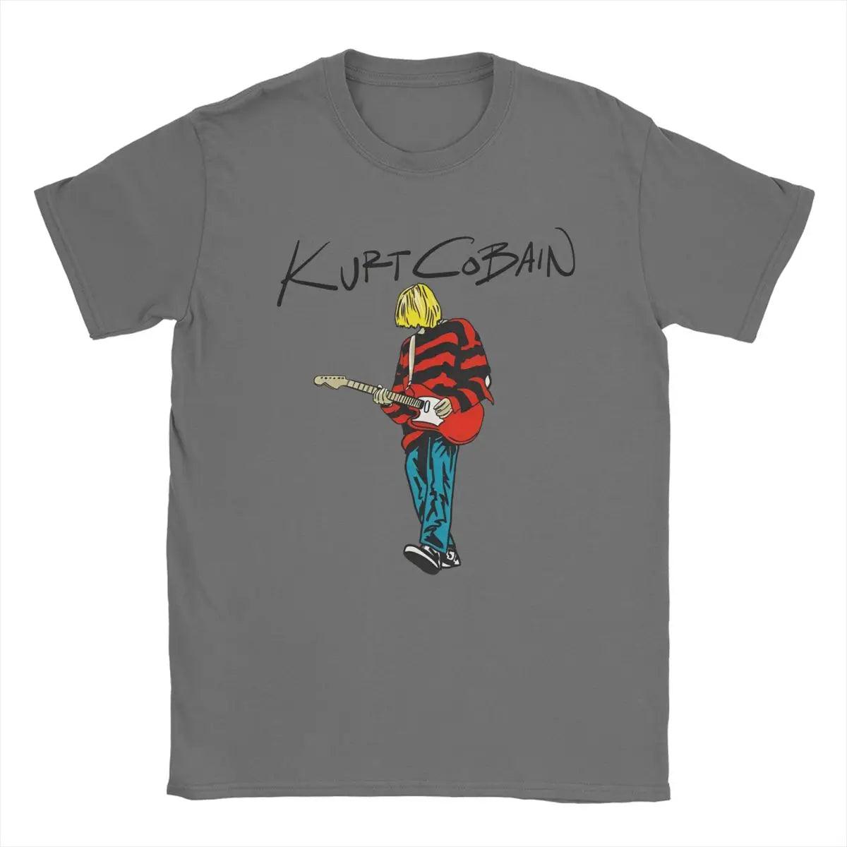 Men's Kurt Cobain Guitar T Shirts Rock-Nirvana 100% Cotton Tops Awesome Short Sleeve Round Collar Tees Original T-Shirt - Premium tee from Lizard Vigilante - Just $23.99! Shop now at Lizard Vigilante