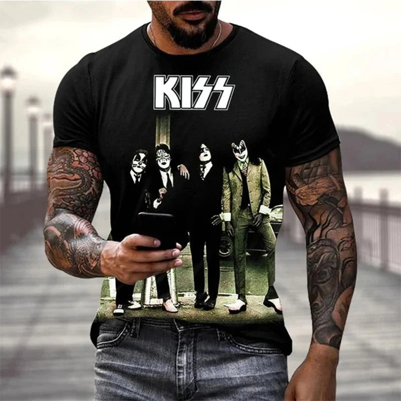 New Kiss Rock Band 3D Print Oversized T-Shirt – Men, Women, Kids Streetwear in Hip-Hop Style for Daily, Casual, or Concert Looks - Premium T-Shirt from Lizard Vigilante - Just $19.88! Shop now at Lizard Vigilante