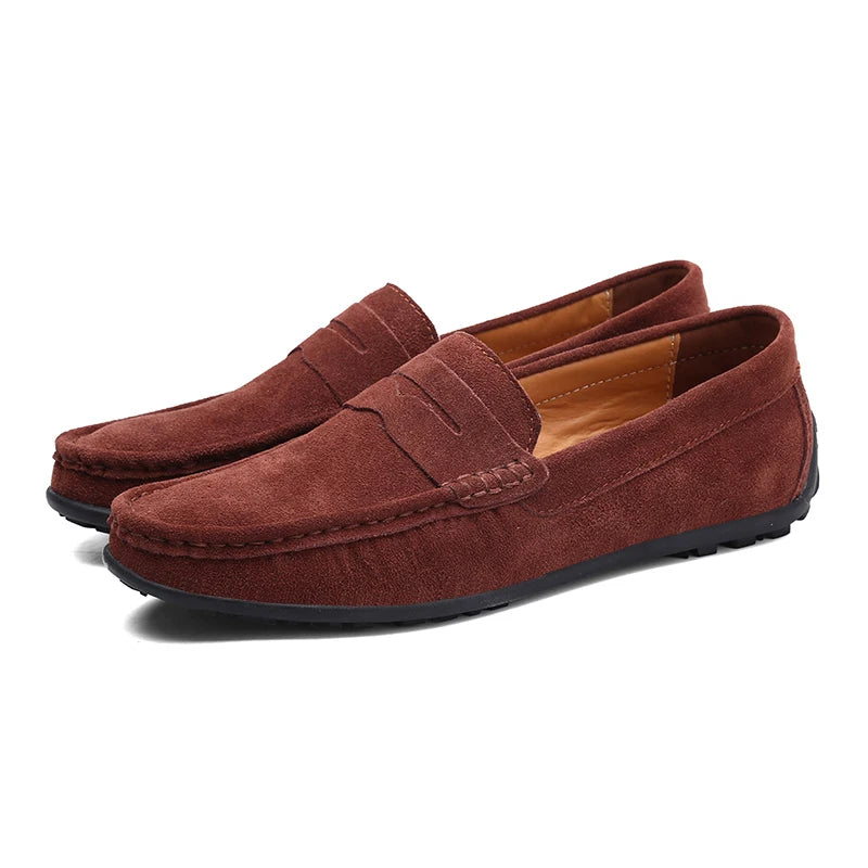 Suede Leather Designer Luxury Brand Smile Mens Casual Formal Loafers Slip On Moccasin Flats Footwear Male Driving Shoes for Men - Premium Shoes from Lizard Vigilante - Just $48.88! Shop now at Lizard Vigilante