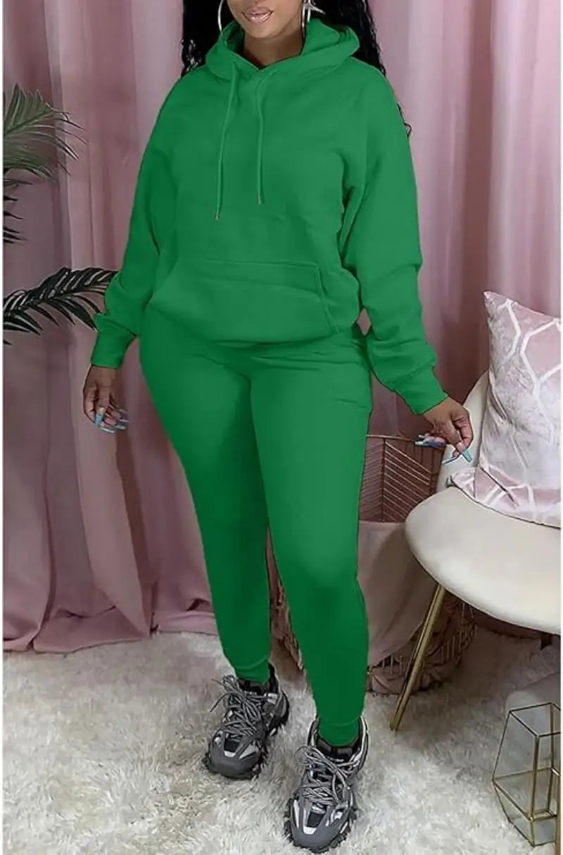 Women's Two-Piece Sweatsuit Set – Long Sleeve Hoodie Top and Jogger Pants Casual Tracksuit for Autumn & Winter - Premium sweatsuit from Lizard Vigilante - Just $58.88! Shop now at Lizard Vigilante