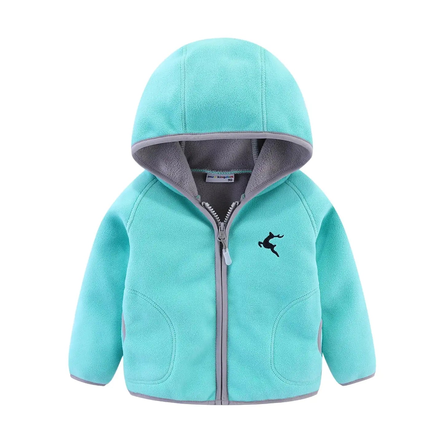 Mudkingdom Autumn Spring Girls Boys Hooded Fleece Jacket Windbreaker Zip up Reindeer Outerwear for Kids Clothes Children's Coat