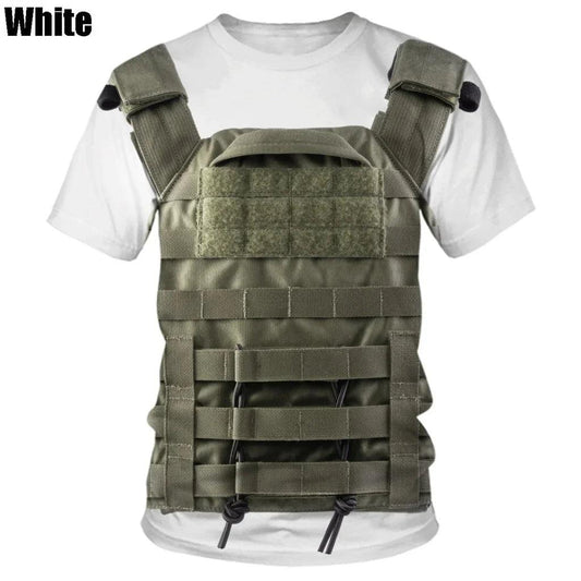 Men's Bulletproof Vest Printed 3d T Shirt Casual Short Sleeve Round Neck Tees Funny Personality Men Oversized - Lizard Vigilante