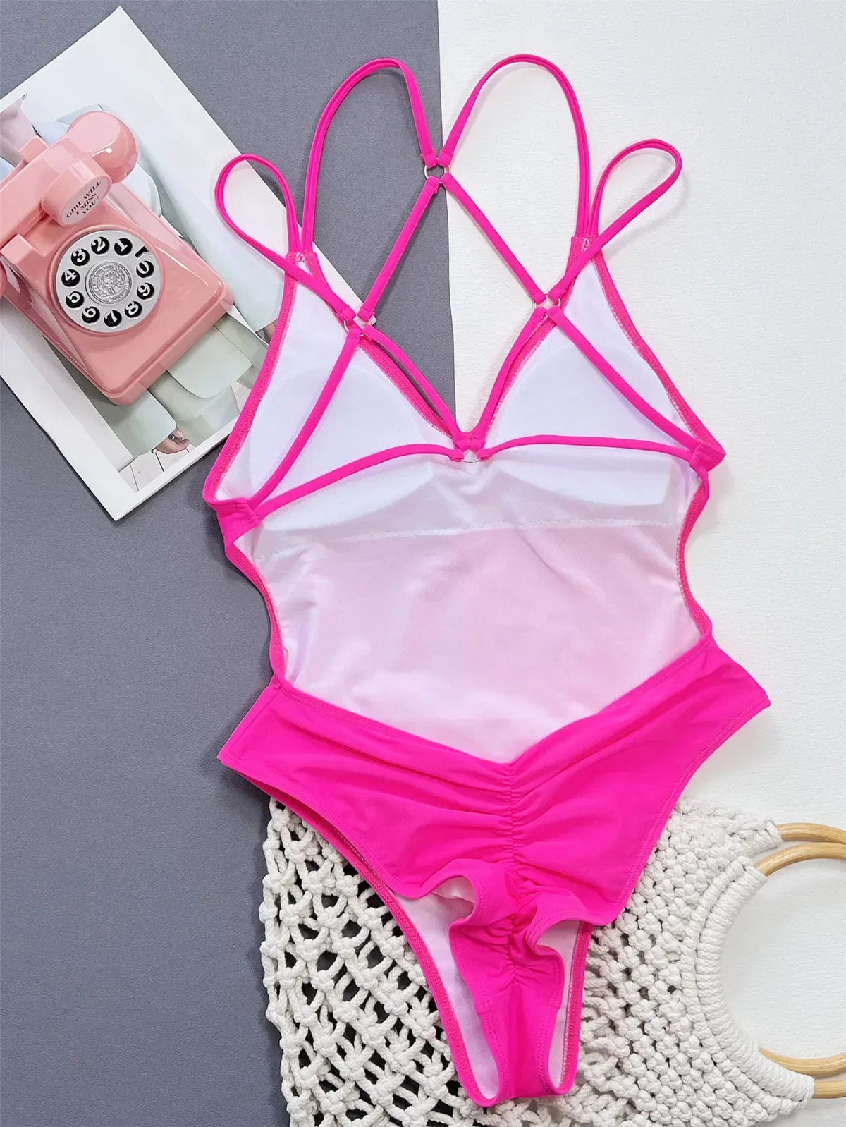 “DEEP RIFF BACKCRASH” Cross-String One-Piece – Blue Static 2025 Tour Edition - Premium bikini from dsers - Just $26.99! Shop now at Lizard Vigilante