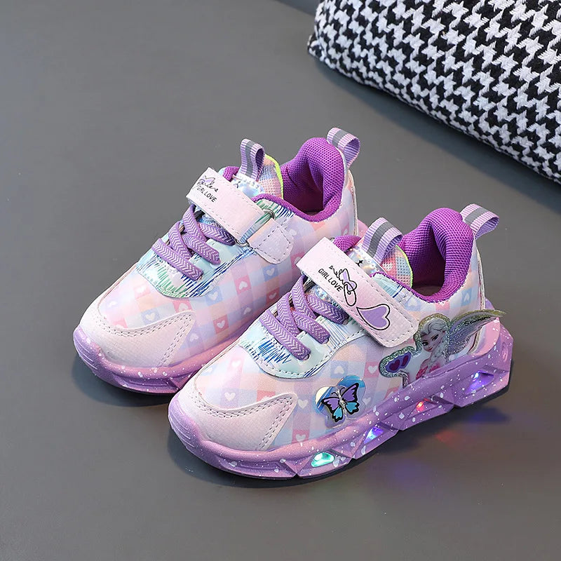 Pink Elsa Princess LED Lighting Sneakers for Baby Girls - Premium Sneakers from Lizard Vigilante - Just $28.88! Shop now at Lizard Vigilante