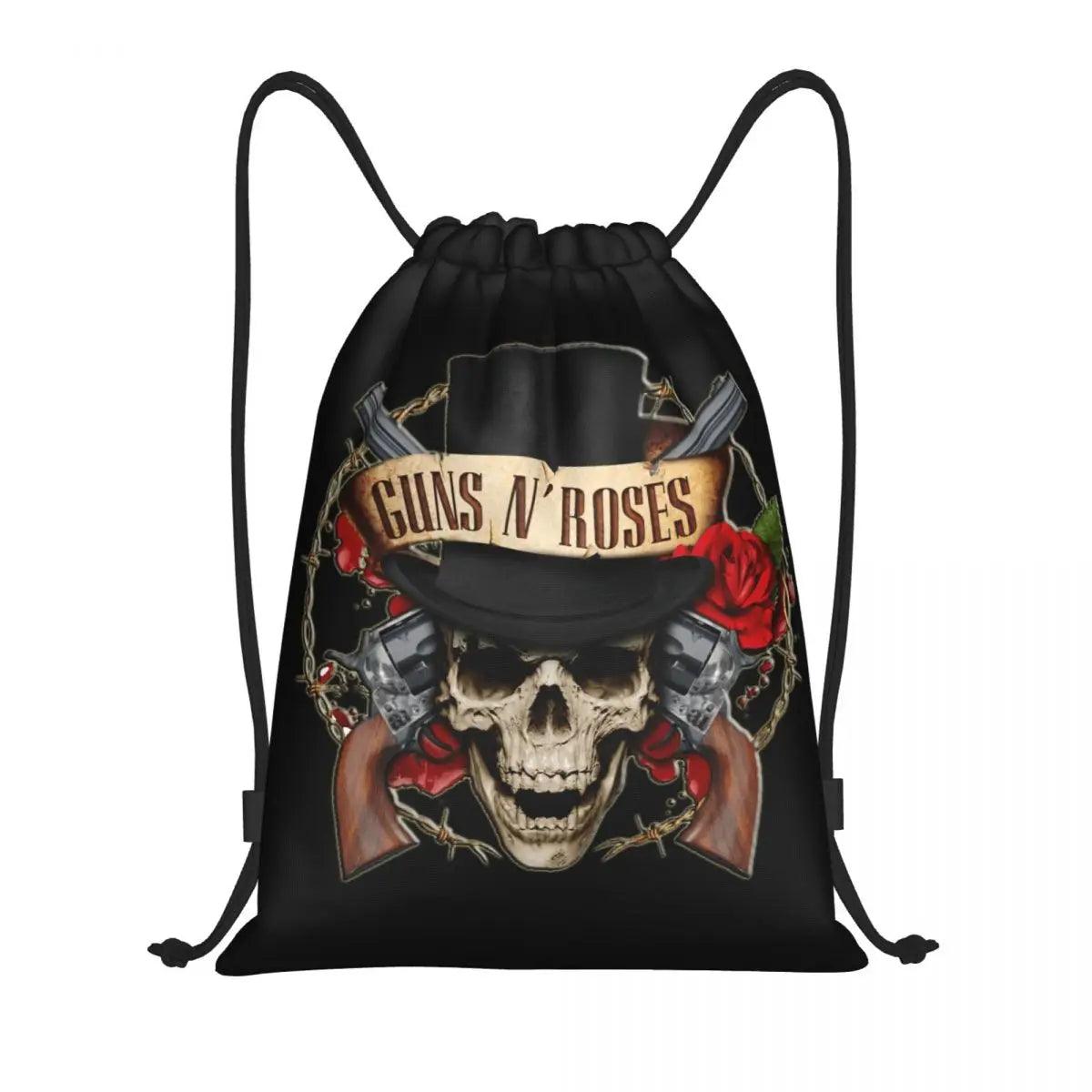 Guns N Roses Bullet Logo Drawstring Backpack Women Men Gym Sport Sackpack Portable Hard Rock Band Training Bag Sack - Lizard Vigilante