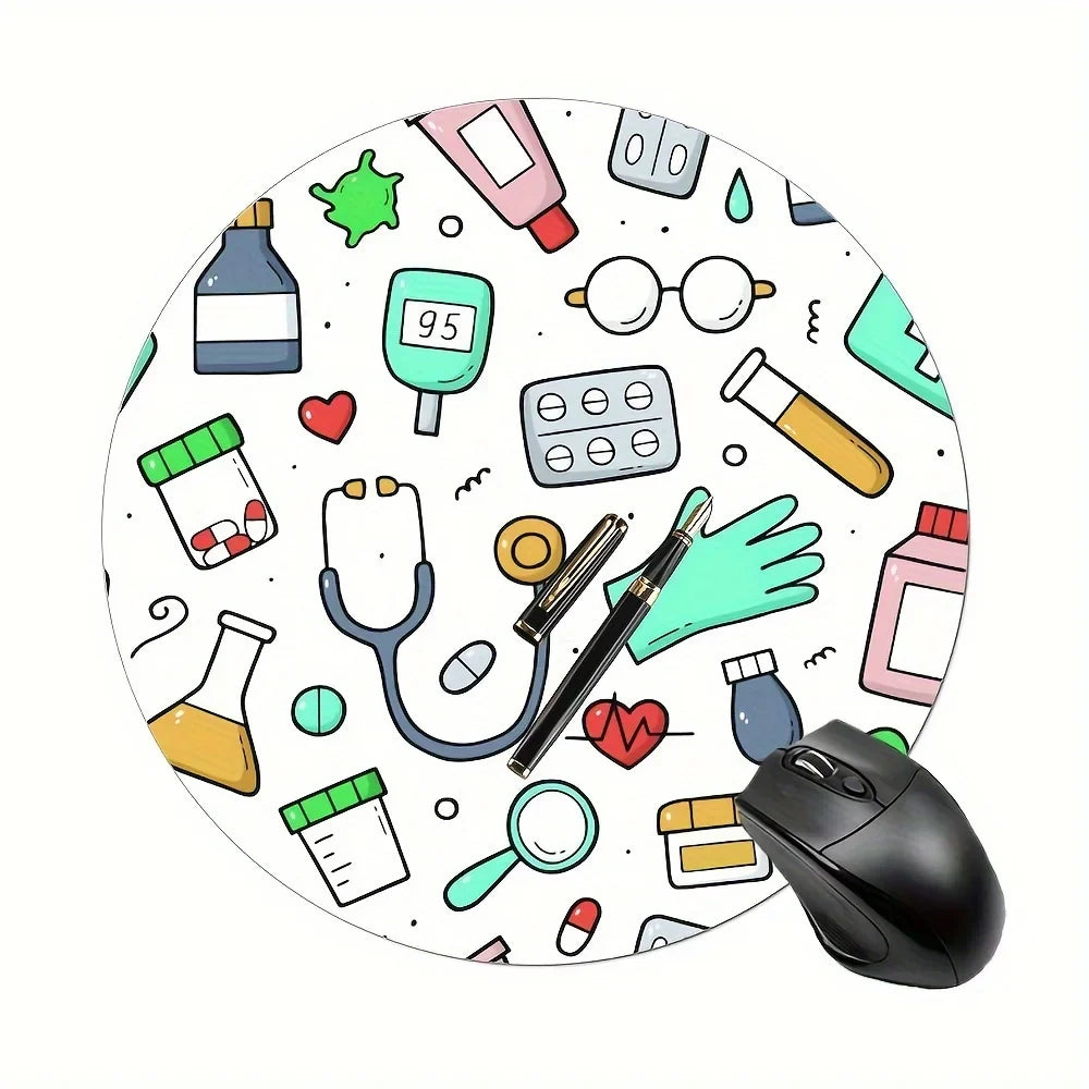 Round Nurses Doctors Office Rug Non-Slip Rubber Mouse Pad Gamers Desk Mat Mousepad Mouse Mat Playmat Set Up Desk Organizer