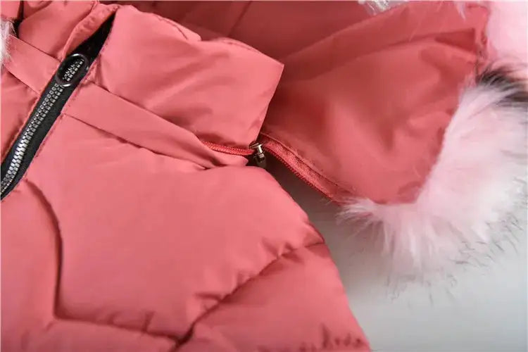 4 Color Big Size Winter Keep Warm Long Style Girls Jacket Teenage Thick Heavy Cold-proof Hooded Windbreaker Coat For Kids