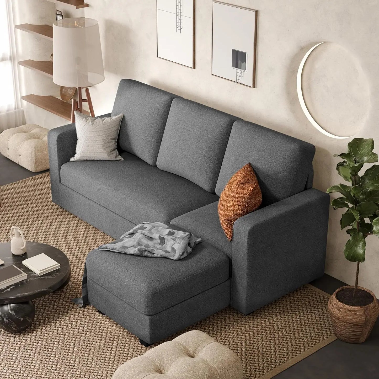 Convertible Sectional Sofa Couch – Modern L-Shaped Fabric Sofa with Ottoman, Breathable Cushions, and Versatile Design - Premium Couch from Lizard Vigilante - Just $388.88! Shop now at Lizard Vigilante