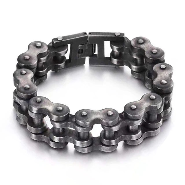 Titanium Riot Chain Biker Bracelet — Rainbow & Blue Heavy Punk Edition