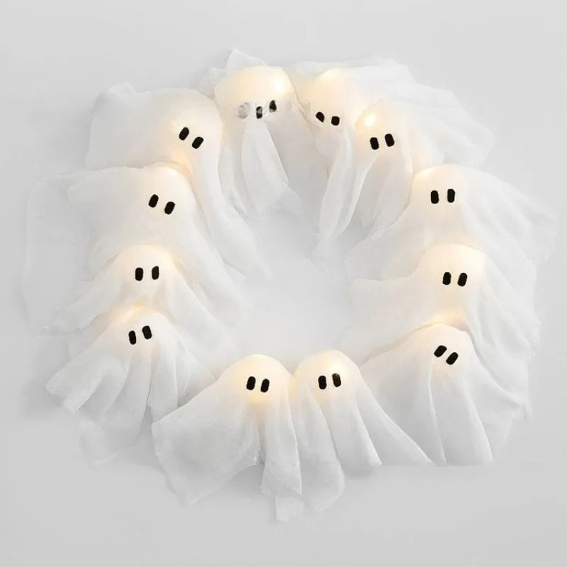 Modern Lit Ghosts Wreath Aesthetic Halloween Home Decor Luxury Wall Decoration Cute Halloween Wall Decors Interior Decorations