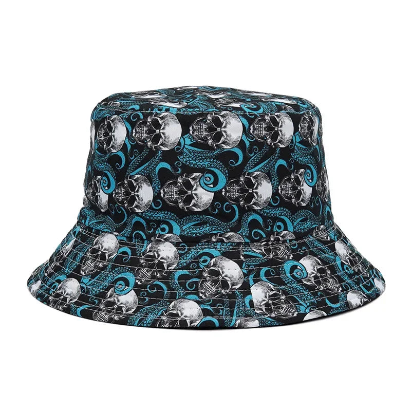 Summer Sun Protection Bucket Hat for Men Women Panama Cap Print Hip Hop Gorros Fishing Fisherman Hat Double Side Wear Fashion - Premium T-Shirts from Lizard Vigilante - Just $7.99! Shop now at Lizard Vigilante