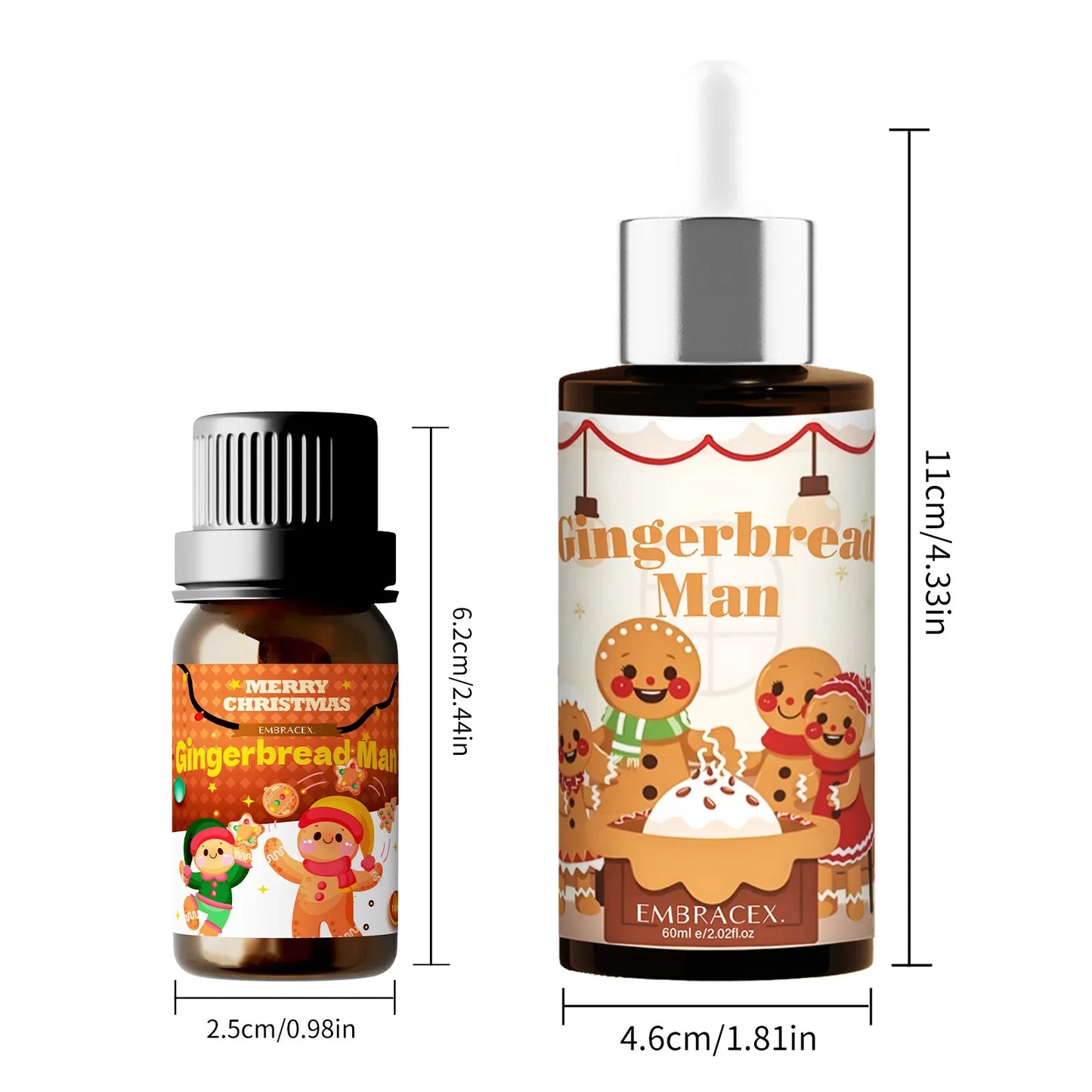 10ml 60ml Gingerbread Man Fragrance Essential Oils Long Lasting Perfumes Can Make Christmas Candle Car Airfresheners