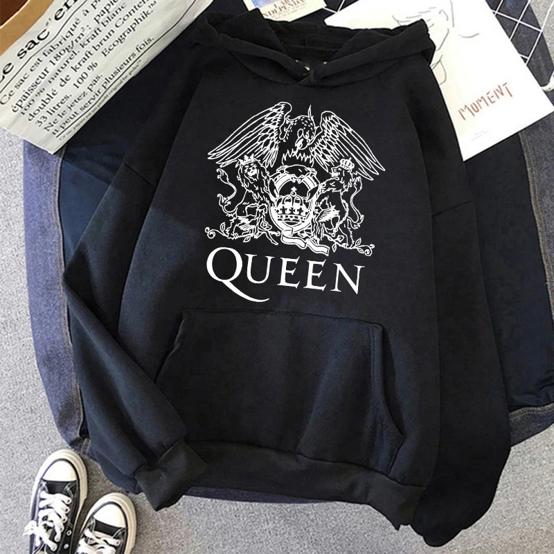 Queen Freddie Mercury Hoodie – Men’s Fashion Casual Sweatshirt with Print, Unisex Rock Tracksuit - Premium hoodie from Lizard Vigilante - Just $24.88! Shop now at Lizard Vigilante