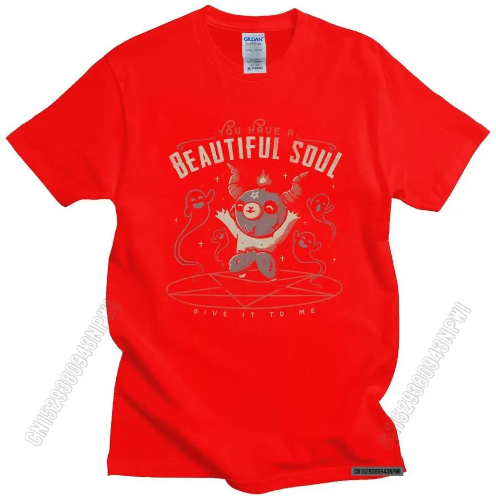 Baphomet's Beautiful Soul Men's Cotton T-Shirt – Subversive Gothic Occult Goat Tee for Casual Summer Style - Premium tee from Lizard Vigilante - Just $24.88! Shop now at Lizard Vigilante