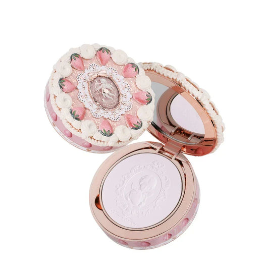 Flower Knows Strawberry Cupid Collection Pressed Powder Mineral Makeup Powder Foundation With Concealer & Finishing Vegan