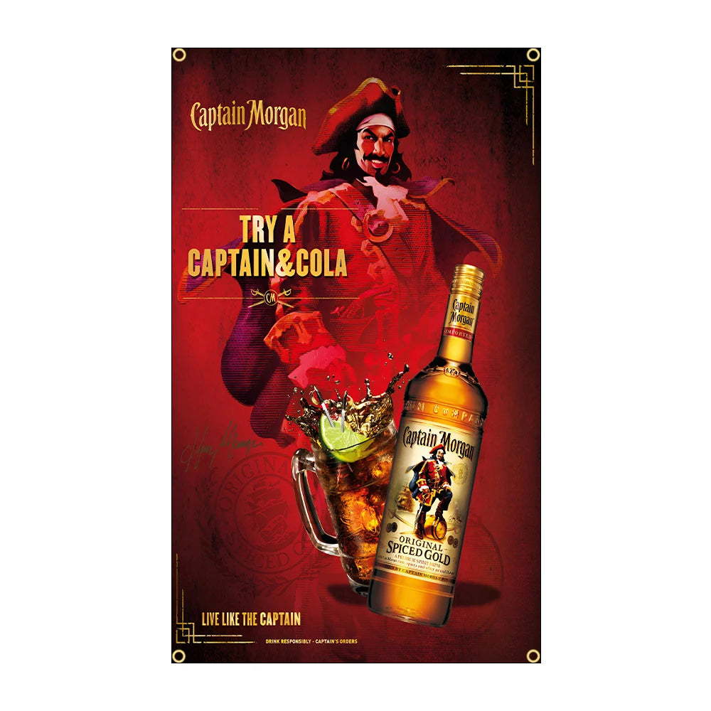 Captain Morgan Rum Flag 3x5 Ft - 90x150cm Printed Polyester Banner for Wall Decor, Parties, and Bars - Premium flag from Lizard Vigilante - Just $11.99! Shop now at Lizard Vigilante