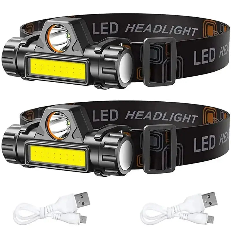 1pcs Rechargeable Fishing LED Headlamp Camping Headlight XPE COB Work Light 2 Lighting Modes With Tail Magnet Detachable