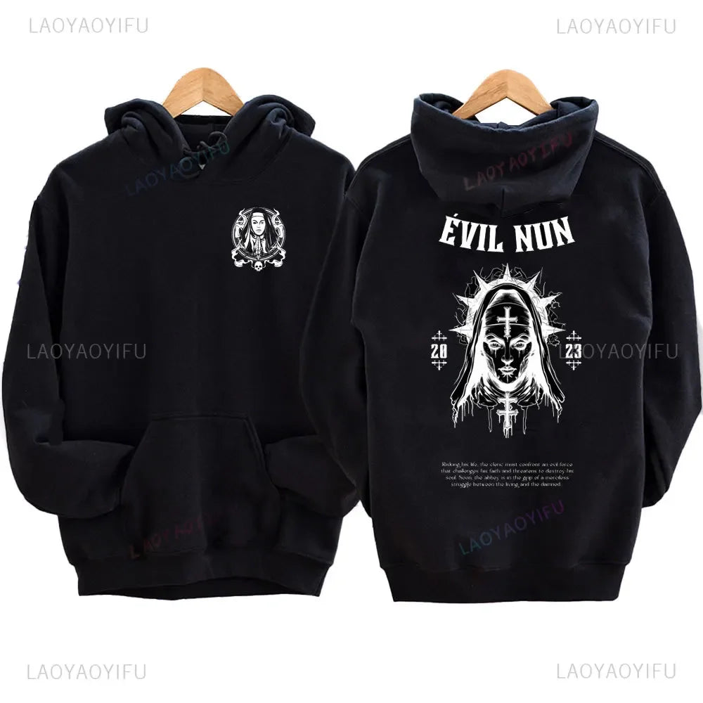 The Bad Nun Hoodie – Satanic Hip-Hop Fleece Sweater for Harajuku Streetwear Fans - Premium hoodie from Lizard Vigilante - Just $39.99! Shop now at Lizard Vigilante