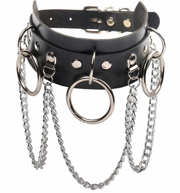 Harajuku Punk Rock Goth Choker - PU Leather Rivet Heart Cross Spike Necklace for Women, Hip Hop Bondage Jewelry - Premium choker from Lizard Vigilante - Just $23.88! Shop now at Lizard Vigilante