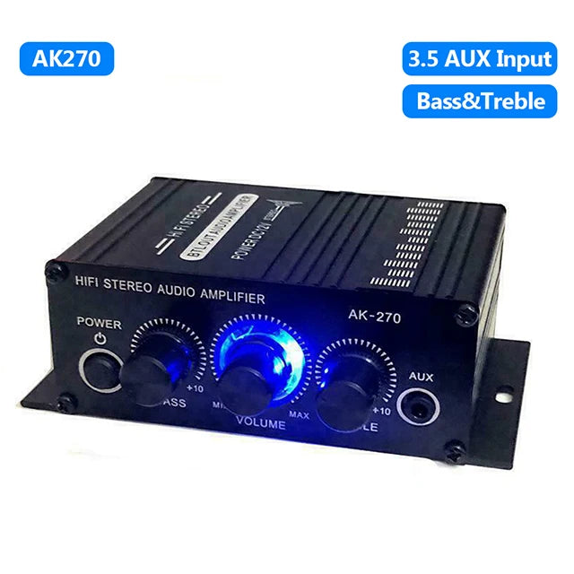 AK170 Mini Digital Power Audio Car Amplifier Blue Light Stereo Audio Amplifier for Home Theater Club Party Music 200W x2 - Premium  from Lizard Vigilante - Just $24.99! Shop now at Lizard Vigilante